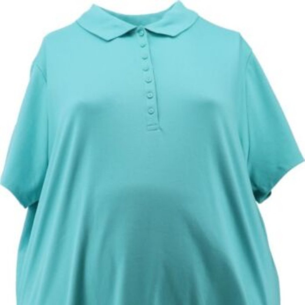 NWT LANDS' END WOMEN'S SHORT SLEEVE SUPIMA COTTON POLO‎ SHIRT AQUA SHELL XSP